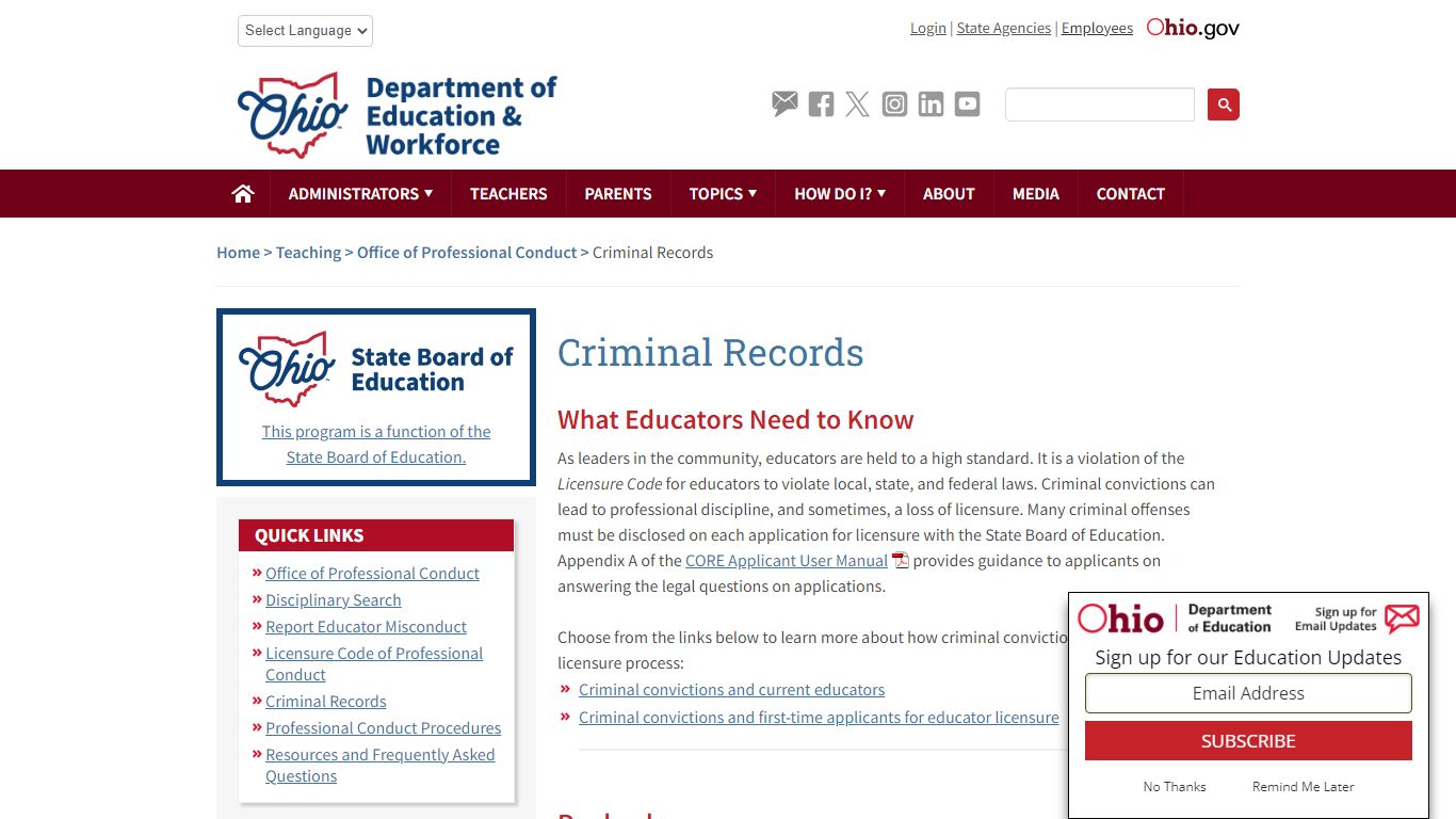 Criminal Records | Ohio Department of Education