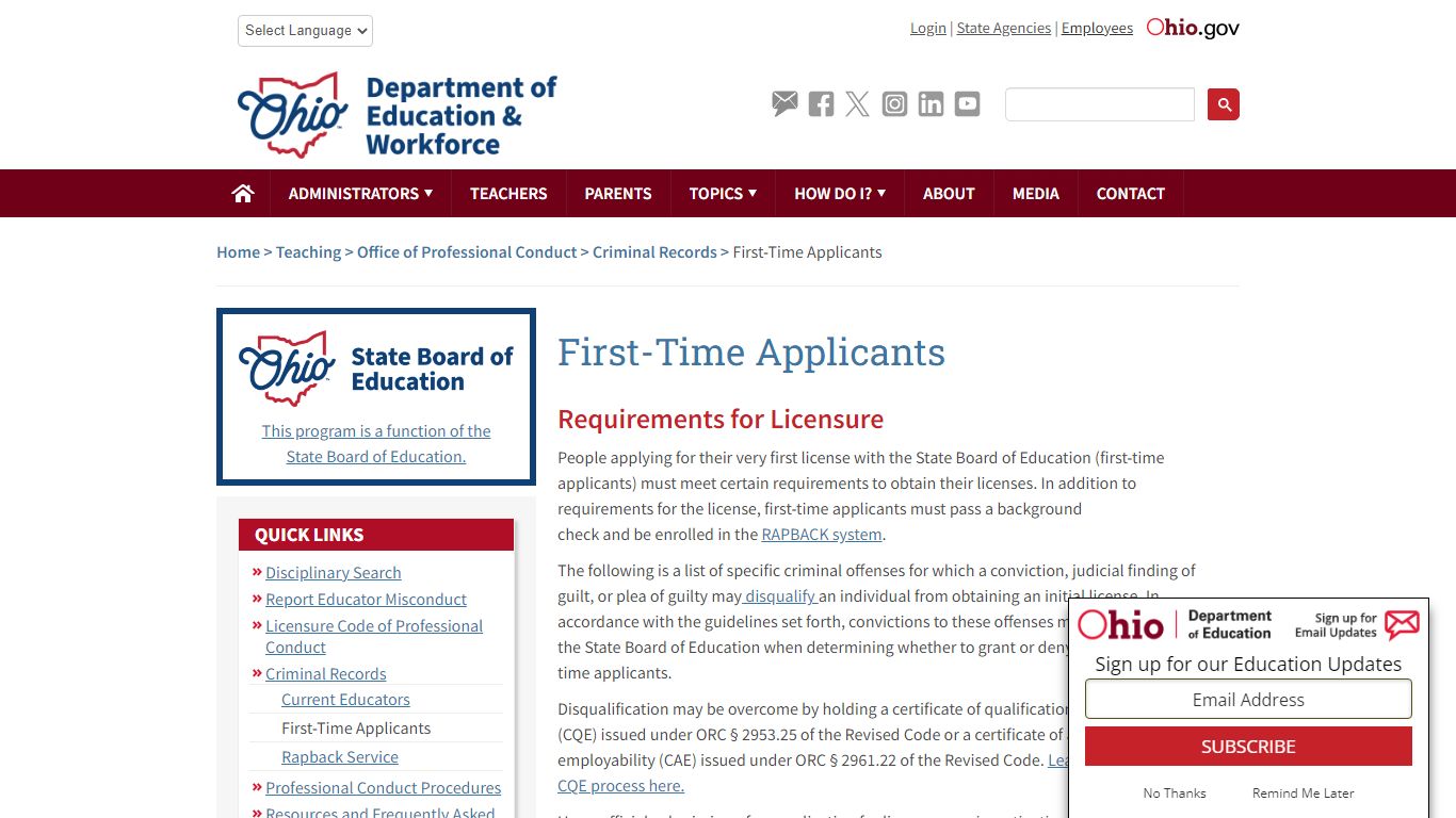 First-Time Applicants | Ohio Department of Education
