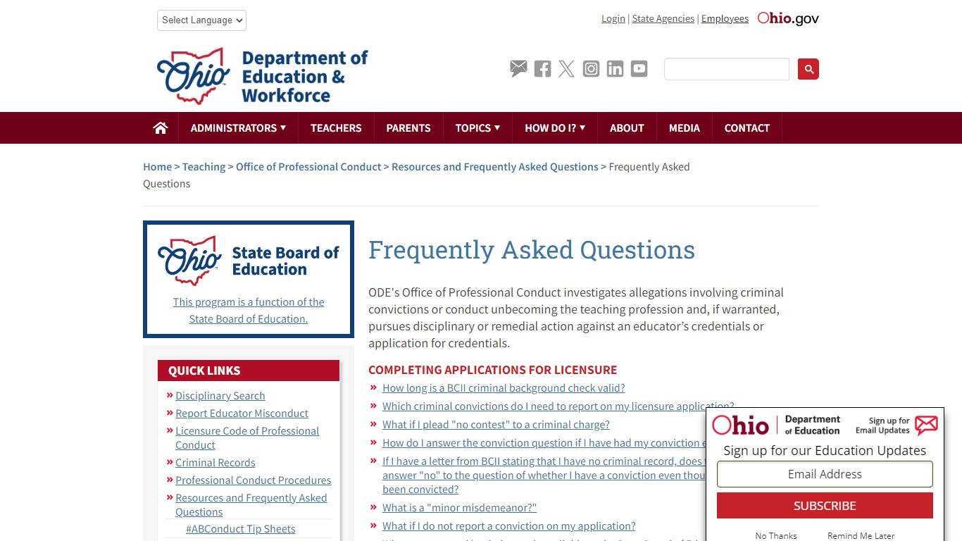 Frequently Asked Questions | Ohio Department of Education